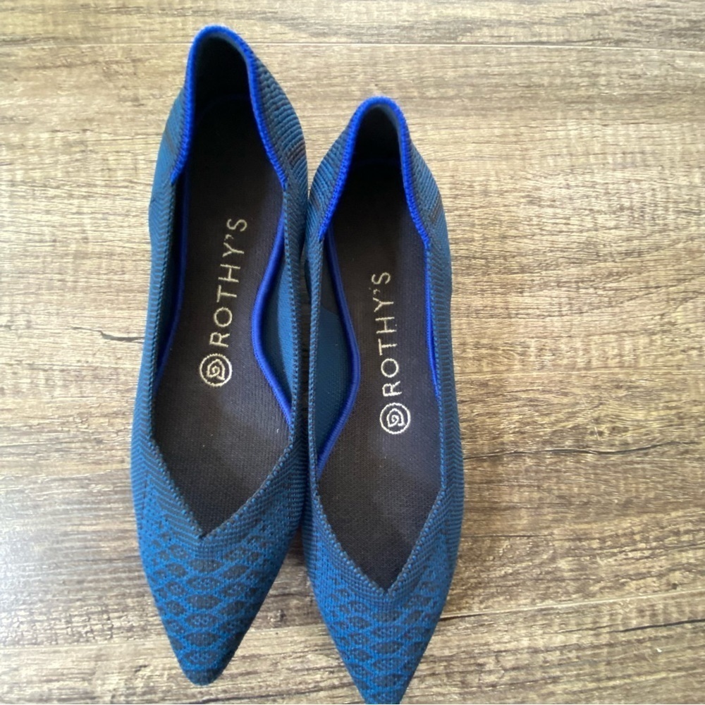 Rothy’s The Point Flat Lapis Python Blue Size 6.5… - image 6